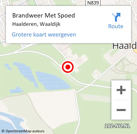 Locatie op kaart van de 112 melding: Brandweer Met Spoed Naar Haalderen, Waaldijk op 9 juni 2021 21:47