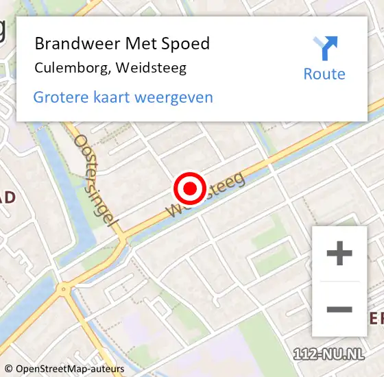 Locatie op kaart van de 112 melding: Brandweer Met Spoed Naar Culemborg, Weidsteeg op 9 juni 2021 21:58