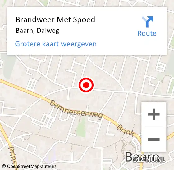 Locatie op kaart van de 112 melding: Brandweer Met Spoed Naar Baarn, Dalweg op 9 juni 2021 22:05