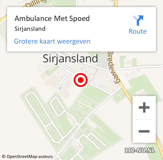 Locatie op kaart van de 112 melding: Ambulance Met Spoed Naar Sirjansland op 9 juni 2021 22:07