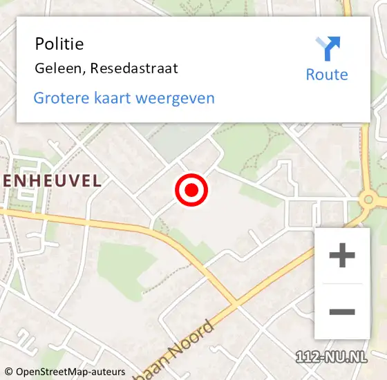 Locatie op kaart van de 112 melding: Politie Geleen, Resedastraat op 9 juni 2021 22:17