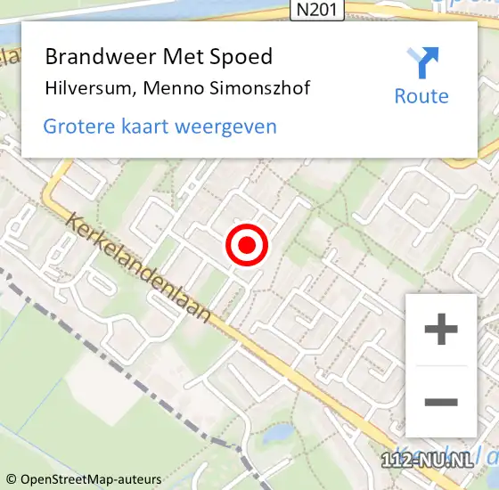 Locatie op kaart van de 112 melding: Brandweer Met Spoed Naar Hilversum, Menno Simonszhof op 9 juni 2021 22:24