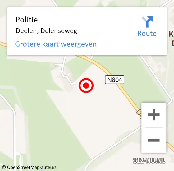 Locatie op kaart van de 112 melding: Politie Deelen, Delenseweg op 9 juni 2021 22:24