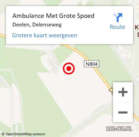 Locatie op kaart van de 112 melding: Ambulance Met Grote Spoed Naar Deelen, Delenseweg op 9 juni 2021 22:24