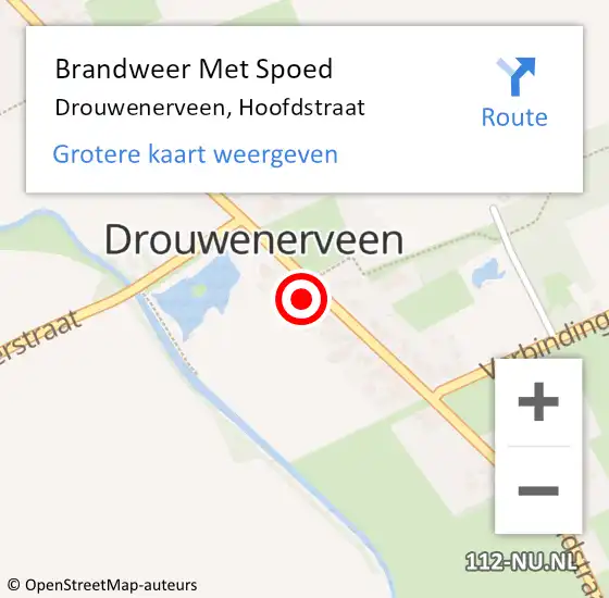 Locatie op kaart van de 112 melding: Brandweer Met Spoed Naar Drouwenerveen, Hoofdstraat op 9 juni 2021 22:29