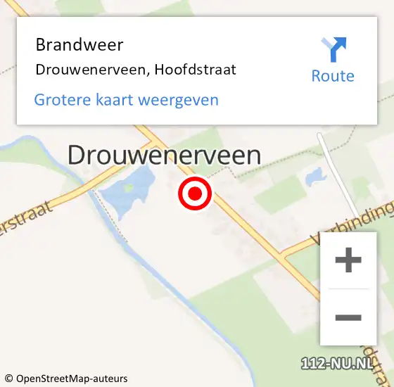 Locatie op kaart van de 112 melding: Brandweer Drouwenerveen, Hoofdstraat op 9 juni 2021 22:45