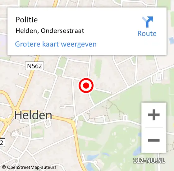 Locatie op kaart van de 112 melding: Politie Helden, Ondersestraat op 9 juni 2021 23:09