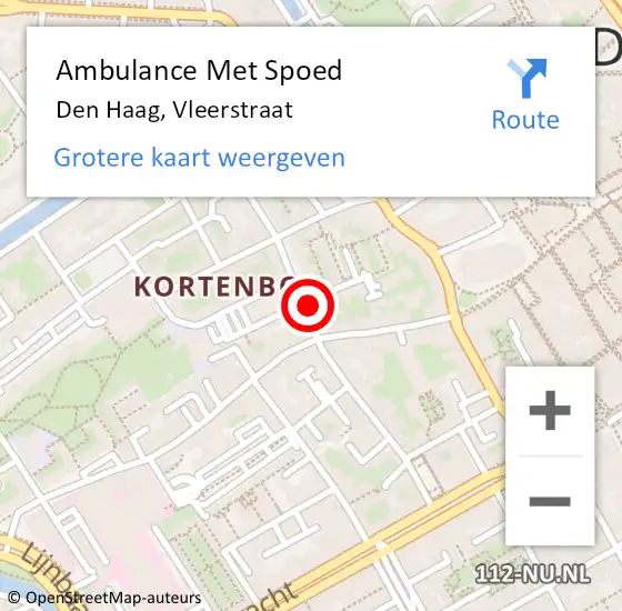 Locatie op kaart van de 112 melding: Ambulance Met Spoed Naar Den Haag, Vleerstraat op 9 juni 2021 23:20