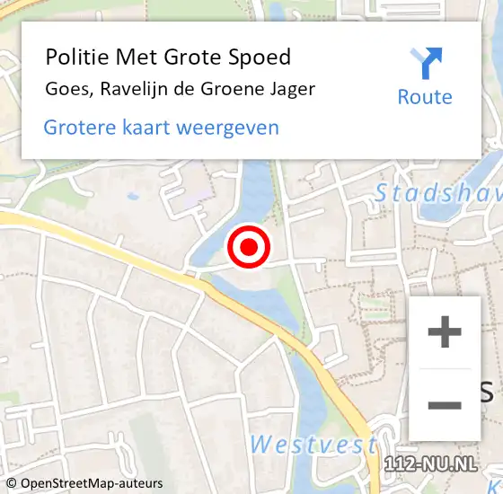 Locatie op kaart van de 112 melding: Politie Met Grote Spoed Naar Goes, Ravelijn de Groene Jager op 9 juni 2021 23:38