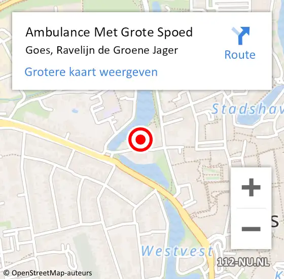 Locatie op kaart van de 112 melding: Ambulance Met Grote Spoed Naar Goes, Ravelijn de Groene Jager op 9 juni 2021 23:44