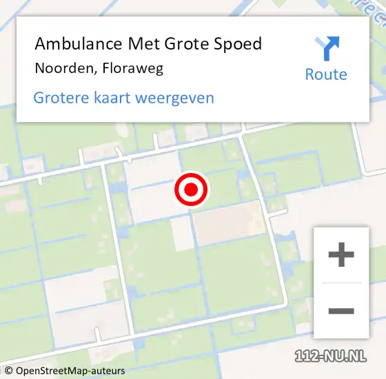 Locatie op kaart van de 112 melding: Ambulance Met Grote Spoed Naar Noorden, Floraweg op 10 juni 2021 00:04
