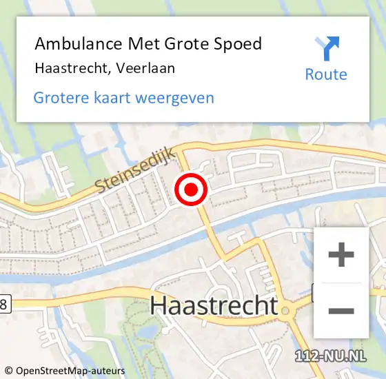 Locatie op kaart van de 112 melding: Ambulance Met Grote Spoed Naar Haastrecht, Veerlaan op 10 juni 2021 00:18