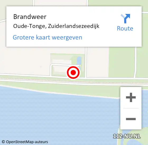 Locatie op kaart van de 112 melding: Brandweer Oude-Tonge, Zuiderlandsezeedijk op 10 juni 2021 00:37