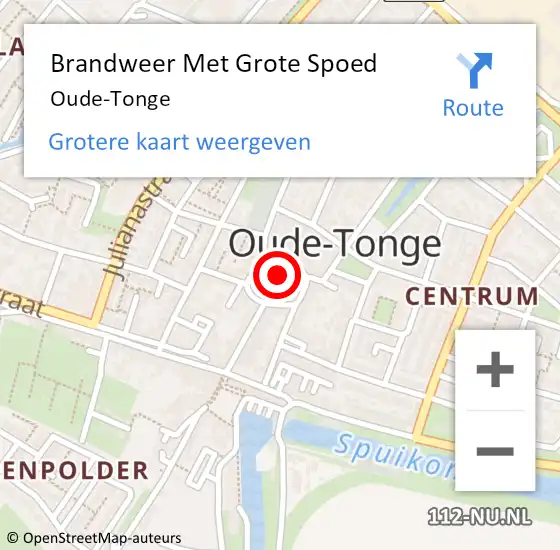 Locatie op kaart van de 112 melding: Brandweer Met Grote Spoed Naar Oude-Tonge op 10 juni 2021 00:38