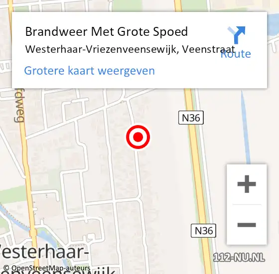 Locatie op kaart van de 112 melding: Brandweer Met Grote Spoed Naar Westerhaar-Vriezenveensewijk, Veenstraat op 10 juni 2021 00:50