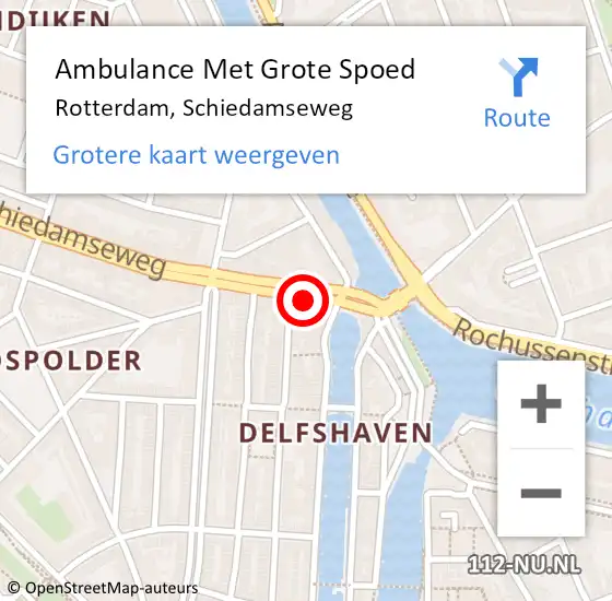 Locatie op kaart van de 112 melding: Ambulance Met Grote Spoed Naar Rotterdam, Schiedamseweg op 10 juni 2021 01:00