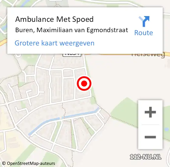 Locatie op kaart van de 112 melding: Ambulance Met Spoed Naar Buren, Maximiliaan van Egmondstraat op 10 juni 2021 01:11