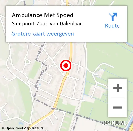 Locatie op kaart van de 112 melding: Ambulance Met Spoed Naar Santpoort-Zuid, Van Dalenlaan op 10 juni 2021 01:51