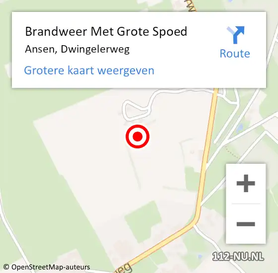 Locatie op kaart van de 112 melding: Brandweer Met Grote Spoed Naar Ansen, Dwingelerweg op 10 juni 2021 01:55