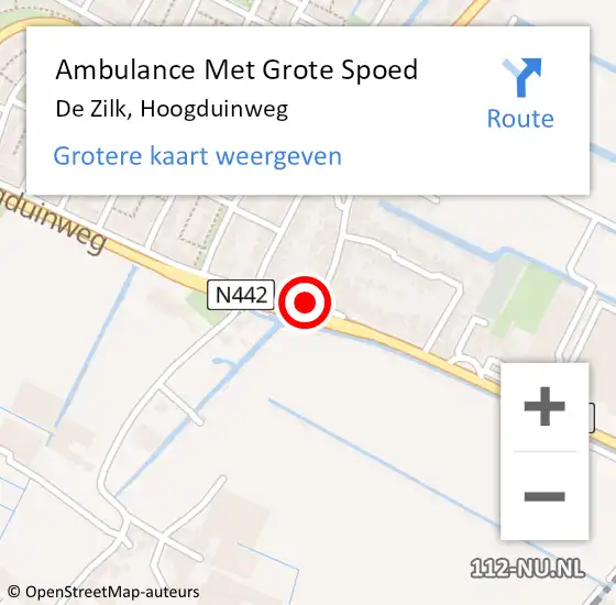 Locatie op kaart van de 112 melding: Ambulance Met Grote Spoed Naar De Zilk, Hoogduinweg op 12 juni 2014 20:29