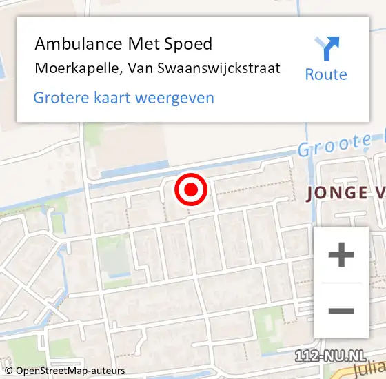 Locatie op kaart van de 112 melding: Ambulance Met Spoed Naar Moerkapelle, Van Swaanswijckstraat op 10 juni 2021 02:15