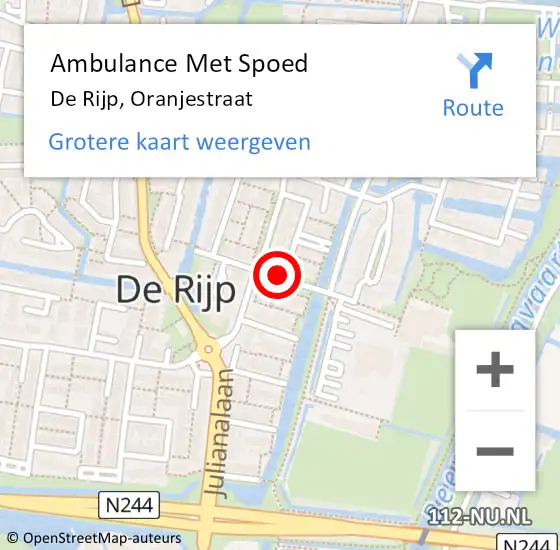 Locatie op kaart van de 112 melding: Ambulance Met Spoed Naar De Rijp, Oranjestraat op 10 juni 2021 03:11