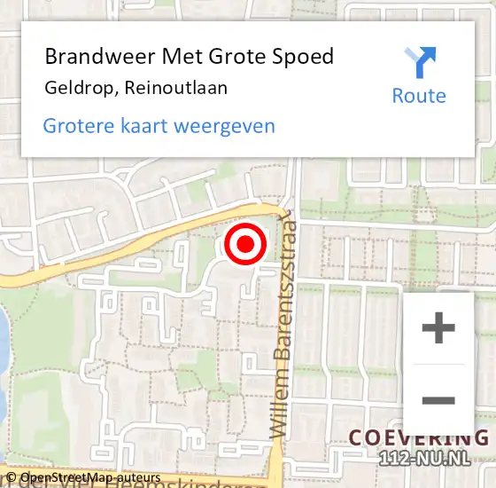 Locatie op kaart van de 112 melding: Brandweer Met Grote Spoed Naar Geldrop, Reinoutlaan op 10 juni 2021 05:22