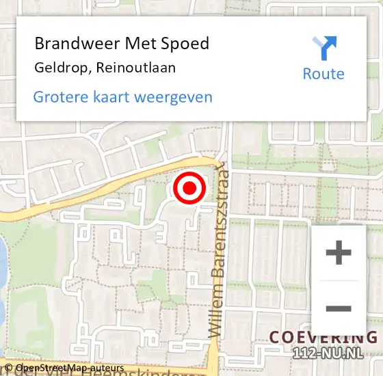 Locatie op kaart van de 112 melding: Brandweer Met Spoed Naar Geldrop, Reinoutlaan op 10 juni 2021 05:25