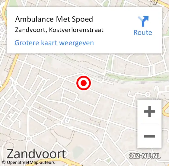 Locatie op kaart van de 112 melding: Ambulance Met Spoed Naar Zandvoort, Kostverlorenstraat op 10 juni 2021 05:55