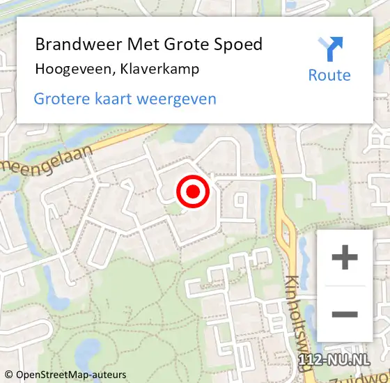 Locatie op kaart van de 112 melding: Brandweer Met Grote Spoed Naar Hoogeveen, Klaverkamp op 10 juni 2021 06:19