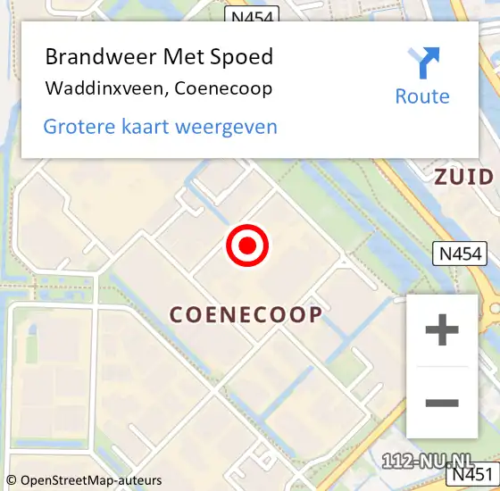 Locatie op kaart van de 112 melding: Brandweer Met Spoed Naar Waddinxveen, Coenecoop op 10 juni 2021 06:34