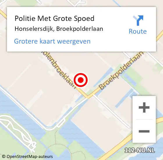 Locatie op kaart van de 112 melding: Politie Met Grote Spoed Naar Honselersdijk, Broekpolderlaan op 10 juni 2021 06:36