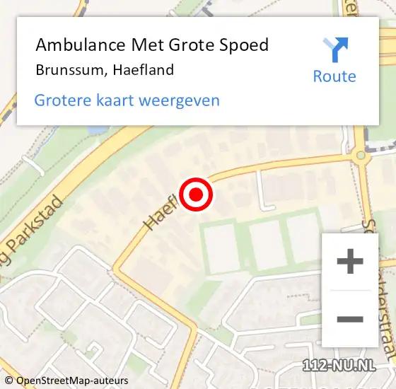 Locatie op kaart van de 112 melding: Ambulance Met Grote Spoed Naar Brunssum, Haefland op 10 juni 2021 06:45