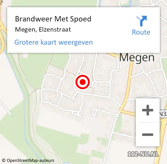 Locatie op kaart van de 112 melding: Brandweer Met Spoed Naar Megen, Elzenstraat op 10 juni 2021 07:24
