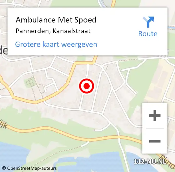 Locatie op kaart van de 112 melding: Ambulance Met Spoed Naar Pannerden, Kanaalstraat op 10 juni 2021 07:29