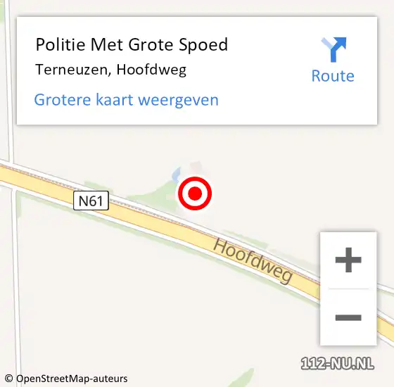 Locatie op kaart van de 112 melding: Politie Met Grote Spoed Naar Hoek, Hoofdweg op 10 juni 2021 07:39