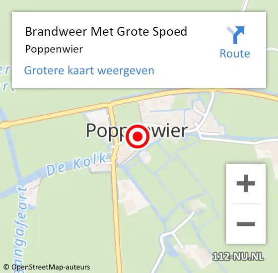 Locatie op kaart van de 112 melding: Brandweer Met Grote Spoed Naar Poppenwier op 10 juni 2021 07:42