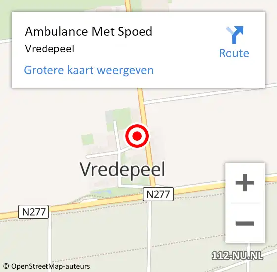 Locatie op kaart van de 112 melding: Ambulance Met Spoed Naar Vredepeel op 10 juni 2021 07:42