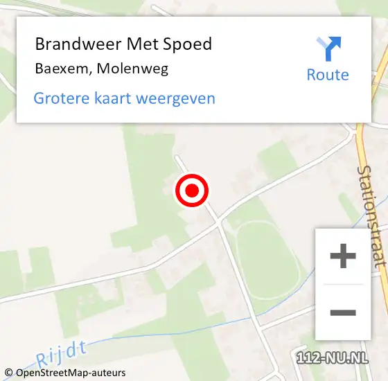 Locatie op kaart van de 112 melding: Brandweer Met Spoed Naar Baexem, Molenweg op 10 juni 2021 07:44
