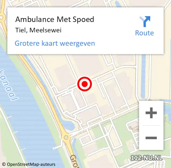 Locatie op kaart van de 112 melding: Ambulance Met Spoed Naar Tiel, Meelsewei op 10 juni 2021 08:04