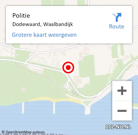 Locatie op kaart van de 112 melding: Politie Dodewaard, Waalbandijk op 10 juni 2021 08:20