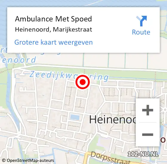 Locatie op kaart van de 112 melding: Ambulance Met Spoed Naar Heinenoord, Marijkestraat op 10 juni 2021 08:25
