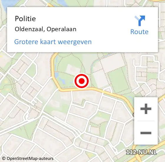 Locatie op kaart van de 112 melding: Politie Oldenzaal, Operalaan op 10 juni 2021 08:30