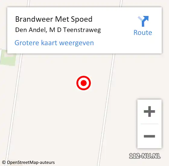 Locatie op kaart van de 112 melding: Brandweer Met Spoed Naar Den Andel, M D Teenstraweg op 10 juni 2021 08:56