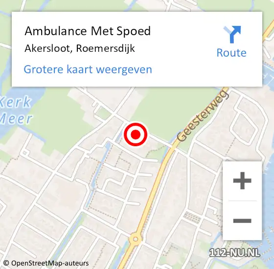 Locatie op kaart van de 112 melding: Ambulance Met Spoed Naar Akersloot, Roemersdijk op 10 juni 2021 09:10