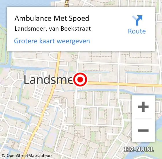 Locatie op kaart van de 112 melding: Ambulance Met Spoed Naar Landsmeer, van Beekstraat op 10 juni 2021 09:13