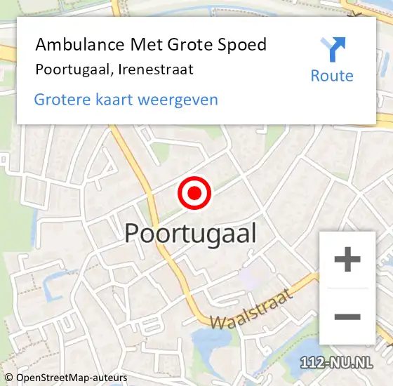 Locatie op kaart van de 112 melding: Ambulance Met Grote Spoed Naar Rhoon, Irenestraat op 10 juni 2021 09:13