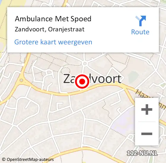 Locatie op kaart van de 112 melding: Ambulance Met Spoed Naar Zandvoort, Oranjestraat op 10 juni 2021 10:07