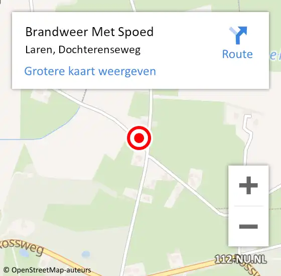 Locatie op kaart van de 112 melding: Brandweer Met Spoed Naar Laren, Dochterenseweg op 10 juni 2021 10:46