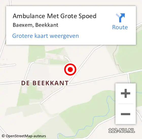 Locatie op kaart van de 112 melding: Ambulance Met Grote Spoed Naar Baexem, Beekkant op 10 juni 2021 10:48